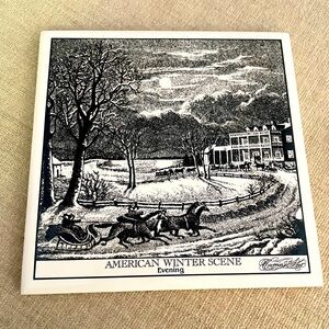 Currier & Ives Winter Scene Art Tile